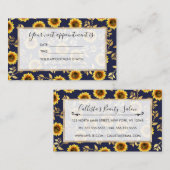 Sunny Yellow Gold Navy Sunflower Leaves Pattern Afsprakenkaartje (Voorkant / Achterkant)