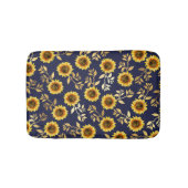 Sunny Yellow Gold Navy Sunflower Leaves Pattern Badmat (Voorkant)