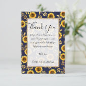Sunny Yellow Gold Navy Sunflower Leaves Pattern Bedankkaart (Staand voorkant)