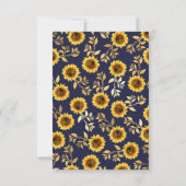 Sunny Yellow Gold Navy Sunflower Leaves Pattern Bedankkaart (Achterkant)