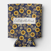 Sunny Yellow Gold Navy Sunflower Leaves Pattern Blikjeskoeler (Voorkant)