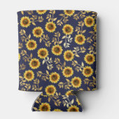 Sunny Yellow Gold Navy Sunflower Leaves Pattern Blikjeskoeler (Achterkant)