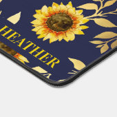 Sunny Yellow Gold Navy Sunflower Leaves Pattern Bureaumat (Hoek)