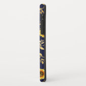 Sunny Yellow Gold Navy Sunflower Leaves Pattern Case-Mate iPhone Case (Achterkant/links)