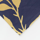 Sunny Yellow Gold Navy Sunflower Leaves Pattern Fleece Deken (Hoek)