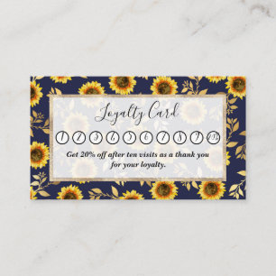 Sunny Yellow Gold Navy Sunflower Leaves Pattern Klantenkaartje