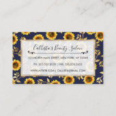 Sunny Yellow Gold Navy Sunflower Leaves Pattern Klantenkaartje (Achterkant)