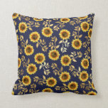 Sunny Yellow Gold Navy Sunflower Leaves Pattern Kussen<br><div class="desc">Dit elegante en kische florale patroon is perfect voor het zomerseizoen. Het is voorzien van een geel en bruin waterverf geschilderd zonnebloempatroon met nepbedrukte gouden folie bladeren bovenop een eenvoudige marinesblauwe achtergrond. Deze afdruk is trendy, land en modern. ***BELANGRIJKE NOTA VAN HET ONTWERP: Voor om het even welk verzoek van...</div>