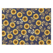 Sunny Yellow Gold Navy Sunflower Leaves Pattern Tafelkleed (Voorkant (Horizontaal))