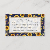Sunny Yellow Gold Navy Sunflower Leaves Pattern Visitekaartje (Achterkant)