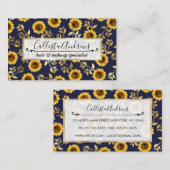Sunny Yellow Gold Navy Sunflower Leaves Pattern Visitekaartje (Voorkant / Achterkant)
