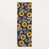 Sunny Yellow Gold Navy Sunflower Leaves Pattern Yogamat (Achterkant)