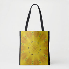 Sunny yellow kaleidoscoop canvas tas