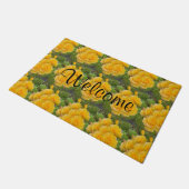 Sunny Yellow Kaleidoscope Rose Bouquet Welkom Deurmat (Schuin)