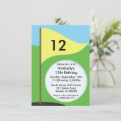 Sunny Yellow Let's Bogie Mini Golf Birthday Party Kaart (Staand voorkant)