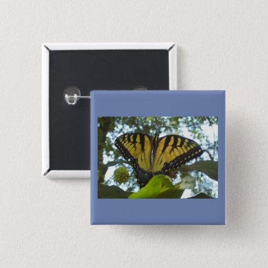 Sunny Yellow Monarch Vierkante Button 5,1 Cm (Voorkant /achterkant)