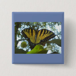 Sunny Yellow Monarch Vierkante Button 5,1 Cm