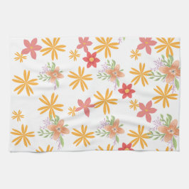 Sunny Yellow & Pink Daisy Floral Pattern  Theedoek
