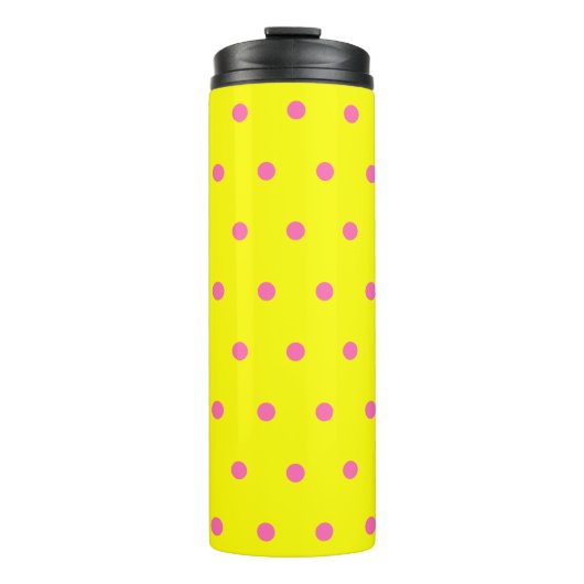 Sunny Yellow Pink Polka Dots Thermosbeker (Voorkant)