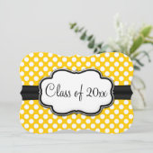 Sunny Yellow Polka Dot Afstuderen/Party Kaart (Staand voorkant)