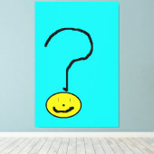 Sunny Yellow Question Mark Emoji, Kinder kunst:) Canvas Afdruk (Insitu (Houten vloer))