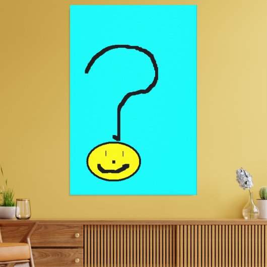 Sunny Yellow Question Mark Emoji, Kinder kunst:) Canvas Afdruk (Insitu (Woonkamer))
