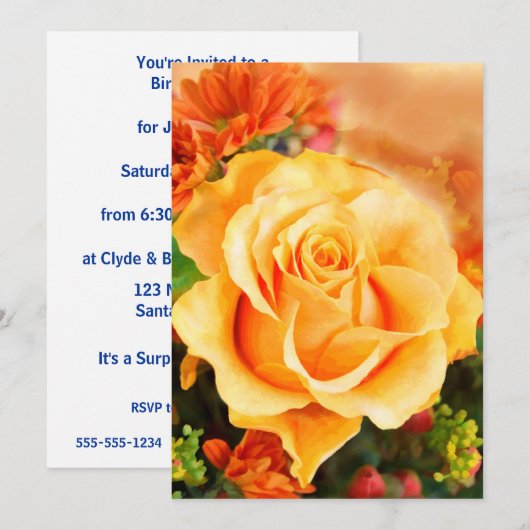 Sunny Yellow Rose in Bouquet Kaart (Voorkant / Achterkant)