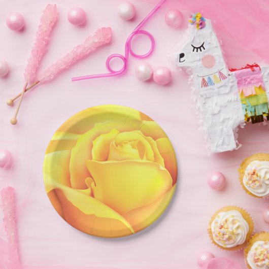 Sunny Yellow Rose Papieren Bordje (Feest)