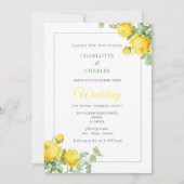 Sunny Yellow Roses Elegant Floral Wedding Kaart (Voorkant)