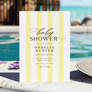 Sunny Yellow Stripe Geslachtsneutraal Baby shower Kaart