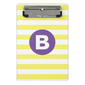 Sunny Yellow Striped Purple Monogram Mini Klembord (Voorkant)