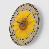 Sunny Yellow Sunflower Rustic Round Wall Clock Grote Klok (Hoek)