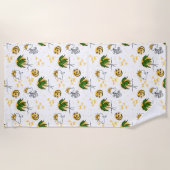 Sunny Yellow Suns, Stars en Moon met Green Palm Strandlaken (Voorkant)