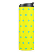 Sunny Yellow Turquoise Blue Polka Dots Thermosbeker (Gedraaid links)