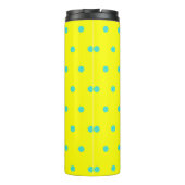 Sunny Yellow Turquoise Blue Polka Dots Thermosbeker (Achterkant)