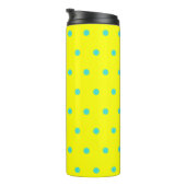 Sunny Yellow Turquoise Blue Polka Dots Thermosbeker (Geroteerd rechts)