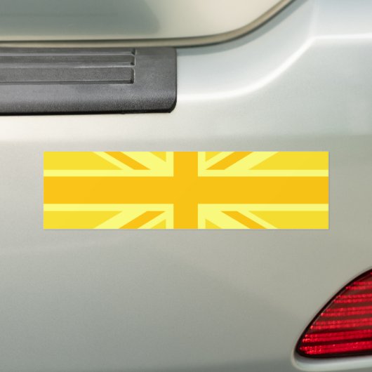 Sunny Yellow Union Jack British Flag Decor Bumpersticker (Op auto)