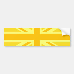Sunny Yellow Union Jack British Flag Decor Bumpersticker