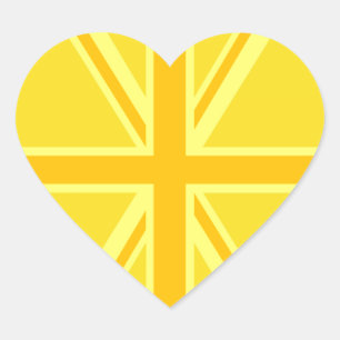 Sunny Yellow Union Jack British Flag Decor Hart Sticker