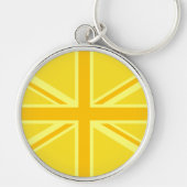 Sunny Yellow Union Jack British Flag Decor Sleutelhanger (Voorkant)