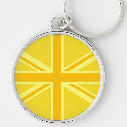 Sunny Yellow Union Jack British Flag Decor Sleutelhanger (Voorkant)