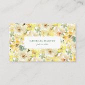 Sunny Yellow Waterverf Floral Visitekaartje (Voorkant)