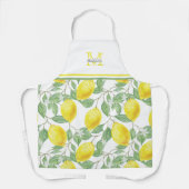 Sunny Yellow Waterverf Lemons | Monogrammen Schort (Voorkant)