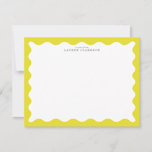 Sunny Yellow Wavy Frame Note Card Kaart (Voorkant)