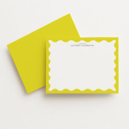 Sunny Yellow Wavy Frame Note Card Kaart