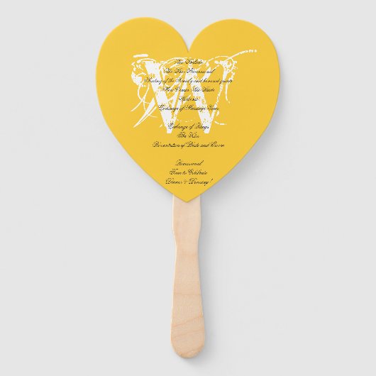 Sunny Yellow & White Chic Monogram Weddenschap Pro Handwaaier (Achterkant)