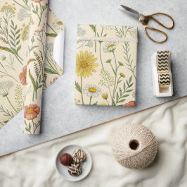 Sunny Yellow Wildflowers and Dainty Meadow Blooms Cadeaupapier