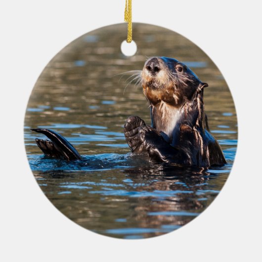 Sunny Zee Otter Keramisch Ornament (Achterkant)