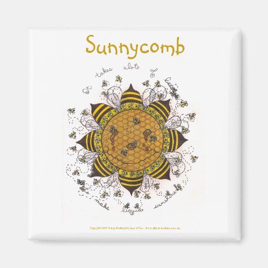 Sunnycomb - 2" vierkante magneet (wit) (Voorkant)