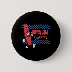 Sunnyvale Californië Retro Surfer Vintage Strand Ronde Button 5,7 Cm